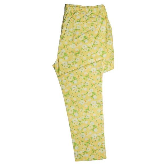 Mens Pants Joggers Yellow Green Floral Drawstring Loose Harem Casual Beach XL - Picture 3 of 6